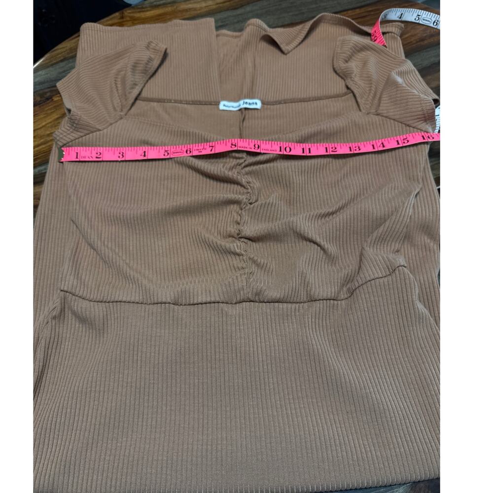 Bodycon Ribbed Knit Dress Size Large Butterscotch Back Slit Reformation Bleeker - Picture 12 of 14